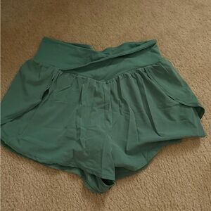 Stylish Green Women's Athletic Shorts